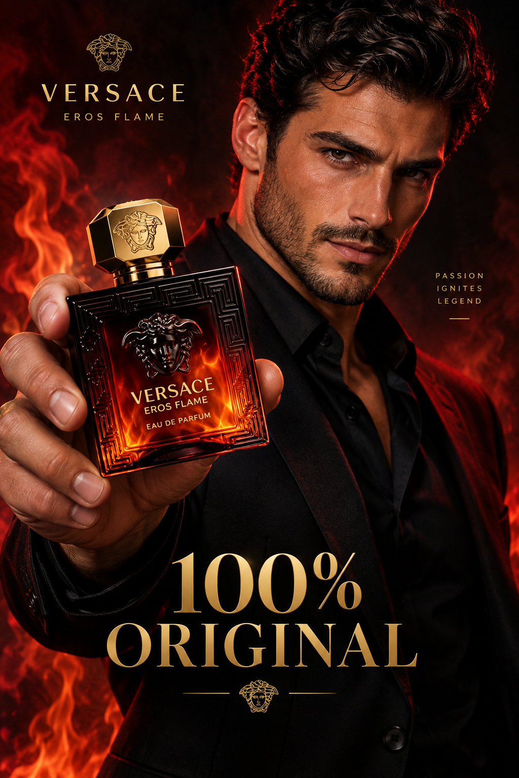 דוגמן מחזיק בקבוק Versace Eros Flame